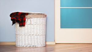 laundry basket full of dirty clothes