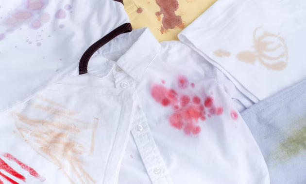 white shirt and t shirt with color transfer stains